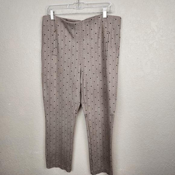 Chico's Tan Cream Polka Dot Herringbone Pants Size 2.5R (12/14) (3044) - Picture 1 of 6